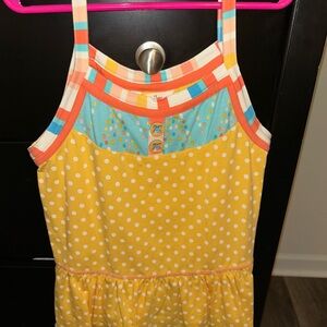 Matilda Jane Yellow and Blue Polka Dot Dress Size 10 NWOT
